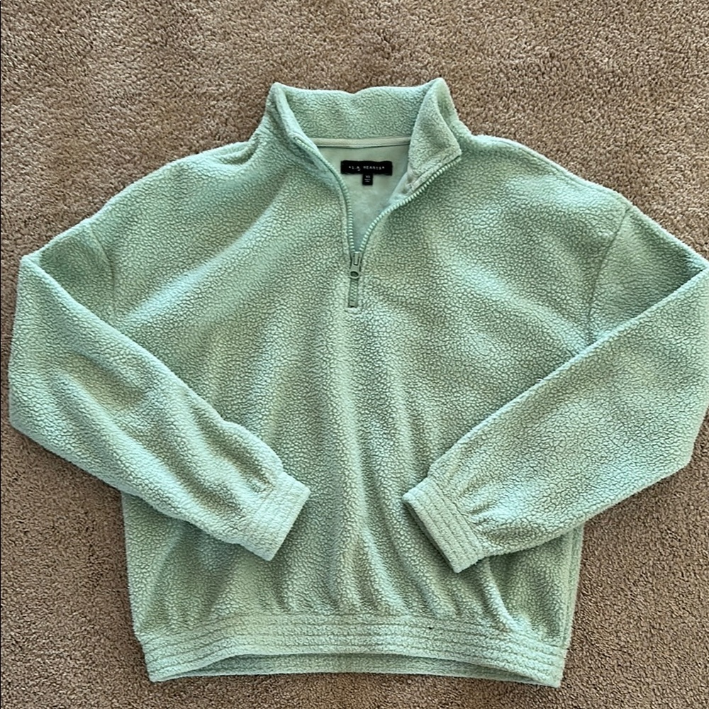 Mint Green Quarter-Zip Fleece Pullover